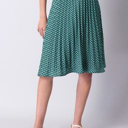 FabAlley Women Green Printed Accordion Pleated A-Line Skirts-image-46
