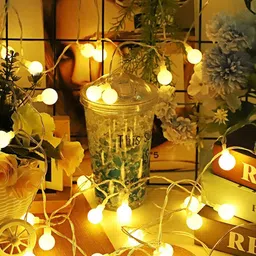 Desidiya Gold Toned 16 Snowball LED String Lights-17