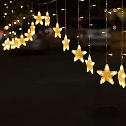 Desidiya White 16 Star 136 LED Curtain String Lights Fairy Lights-17