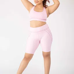 aastey Women Pink Skinny Fit High-Rise Cycling Shorts with rapid-dry technology-image-38