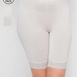 FashionRack Women Pack of 3 White Solid Cycling Shorts-picture-38