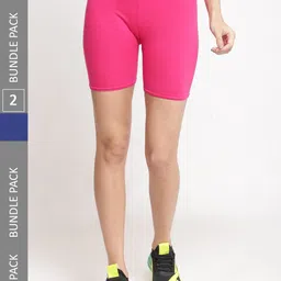 GRACIT Women Pack Of 2 Skinny Fit Cycling Sports Shorts-picture-41