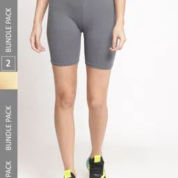 GRACIT Women Pack Of 2 Skinny Fit Cycling Sports Shorts-picture-54