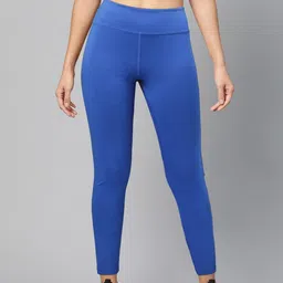 Reebok Women Blue Essentials Linear Logo Solid Training Tights-19