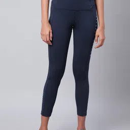 Alcis Women Navy Blue Rapid Dry Solid Cropped Training Tights-image-59