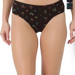 Dollar Pack Of 3 Floral Printed Cotton Bikini Briefs-image-32