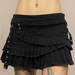 LULU & SKY Denim Layered Mini Skirt-image-37