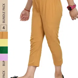 IndiWeaves Pack Of 4 Girls Mid Rise Pure Cotton Capris-image-21