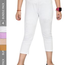 IndiWeaves Girls Pack of 4 Pure Cotton Capris-image-97