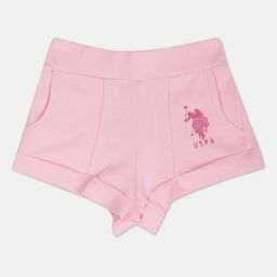 U.S. Polo Assn. Kids Girls Mid-Rise Embroidered Detail Pure Cotton Shorts-image-94