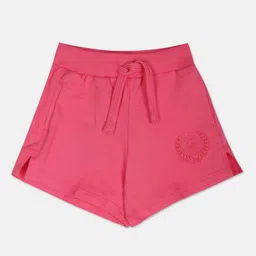 U.S. Polo Assn. Kids Girls Mid-Rise Embroidered Detail Pure Cotton Shorts-image-63