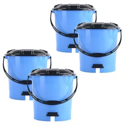 Kuber Industries 4-Pcs Blue & Black Check Dhakkan Pedal Dustbins - 7 Ltrs-20
