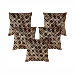 MONKDECOR Beige & Black 5 Pieces Geometric Square Cushion Covers-image-9