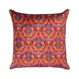TANLOOMS Red & Yellow Ethnic Velvet Square Cushion Covers-image-1