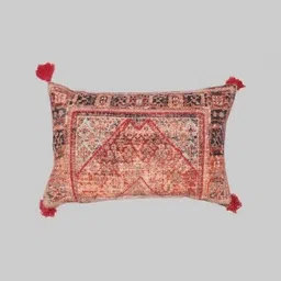 Art Avenue Red & Peach-Coloured Ethnic Motifs Embroidered Rectangle Cushion Cover-22