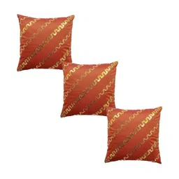 HOME9INE Rust & Gold-Toned 3 Pieces Embellished Square Cushion Covers-13