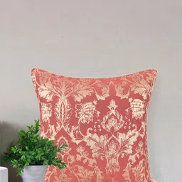 Home Red Printed Self Design Square Cushion Covers-28