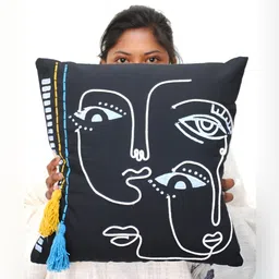 Art Avenue White & Black Abstract Square Cushion Covers-picture-35