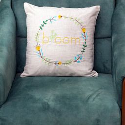 BandBox Grey & Yellow Embroidered Square Cushion Covers-51