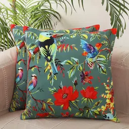 Jamio Firati Green & Red Set of 5 Floral Square Cushion Covers-13