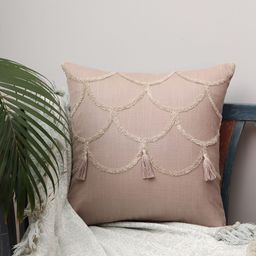 ZEBA Beige Cotton Floral Square Cushion Covers-45