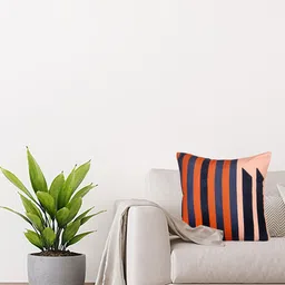 Home Peach-Coloured & Black Striped Square Cushion Covers-image-77
