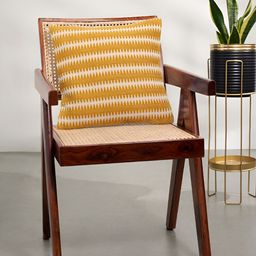 Living scapes by Pantaloons Yellow & White Geometric Cotton Square Cushion Covers-44