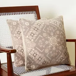 BELLA TRUE Beige & White 2 Pieces Ethnic Motifs Square Cushion Covers-image-27