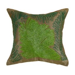 PURINA'S Green & Beige Floral Square Cushion Cover-image-5