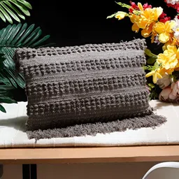 NISRAG HOME Grey & Cream Geometric Rectangle Cotton Cushion Cover-16