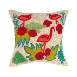 AIVIK White & Red Floral Embellished Silk Square Cushion Cover-image-85