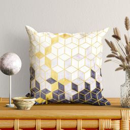 SHADES of LIFE White & Grey Set of 2 Geometric Square Cushion Covers-10