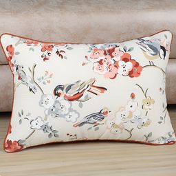 MFD HOME FURNISHING Beige & Orange Floral Rectangle Cotton Cushion Covers-image-85