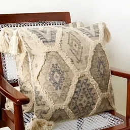 BELLA TRUE Beige & Grey 2 Pieces Geometric Square Cushion Covers-image-94