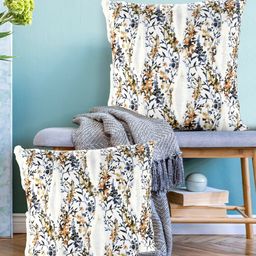 AAZEEM White & Blue Set of 5 Floral Velvet Square Cushion Covers-88