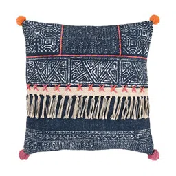 Art Avenue White & Blue Geometric Embroidered Cotton Square Cushion Cover-image-59