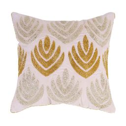 PURINA'S White & Gold-Toned Ethnic Motifs Square Cushion Cover-image-14
