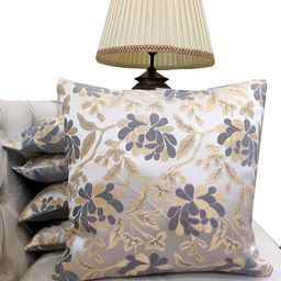Good Vibes Grey & Gold-Toned 5 Pieces Ethnic Motifs Square Cushion Covers-63