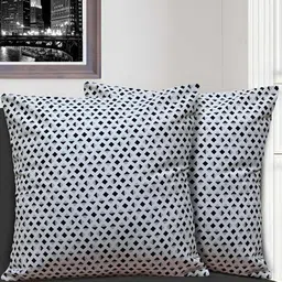 HOME COLORS.IN Black & Grey 2 Pcs Cotton Geometric Square Cushion Covers-picture-19