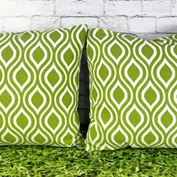 Pink Parrot Green & White 2 Pieces Ethnic Motifs Square Cushion Covers-10