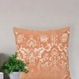 Home Orange & Gold-Toned Printed Self Design Square Cushion Covers-picture-23