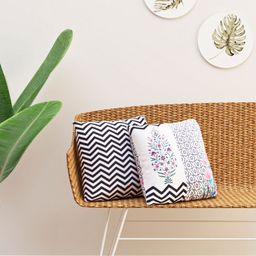 HAPPY HUES Black & White 2 Pieces Abstract Printed Square Cushion Covers-38