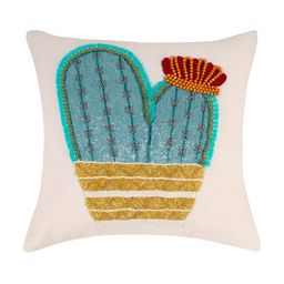 PURINA'S White & Blue Ethnic Motifs Square Cushion Cover-image-54