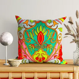 SHADES of LIFE Green & Pink Set of 2 Abstract Square Cushion Covers-2
