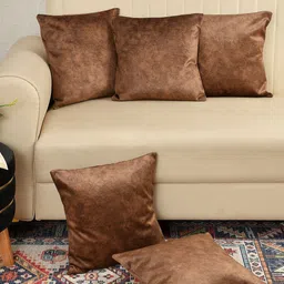 Florida Brown 5 Pieces Velvet Square Cushion Covers-29