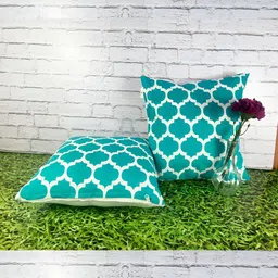 Pink Parrot Blue & White 2 Pieces Ethnic Motifs Square Cushion Covers-image-52