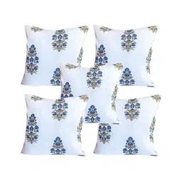 Pink Parrot White & Blue 5 Pieces Floral Square Cushion Covers-image-71