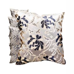 Good Vibes Grey & Silver-Toned 6 Pcs Floral Printed Square Cushion Covers-13