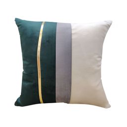Good Vibes Green & Cream-Coloured Striped Velvet Square Cushion Covers-32