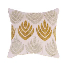 YWULY White & Grey Floral Embellished Square Cushion Cover-image-18